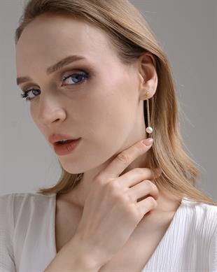 Altın Kaplama 925 Ayar Gümüş İnci Küpe