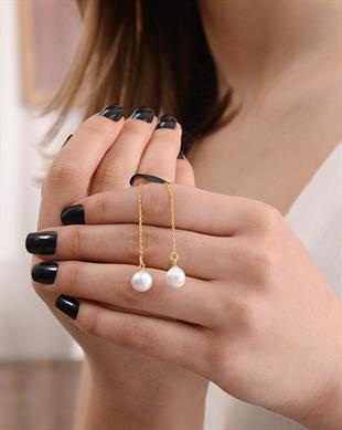 Altın Kaplama 925 Ayar Gümüş İnci Küpe