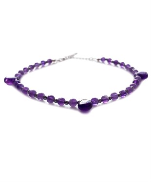 Ametist Hematit Taşı Doğal Taş Bileklik