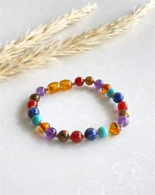 Ametist Turkuaz Akik Kaplangözü Lapis Karamel Rengi Kehribar Bileklik