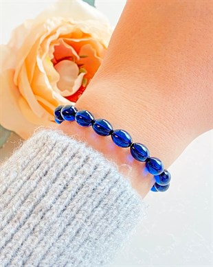 Arpa Kesim Mavi Kehribar Bileklik