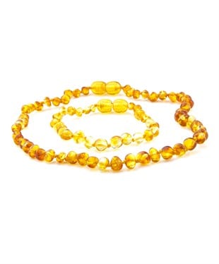 Bal Rengi Kehribar Kolye ve Kehribar Bileklik Seti