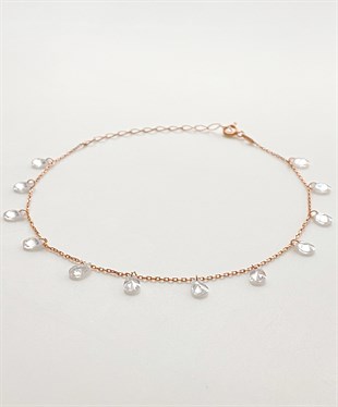 Beyaz Taşlı Gümüş Halhal