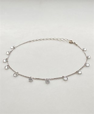 Beyaz Taşlı Gümüş Halhal