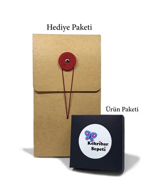 Çiçek Bal Rengi Kehribar Kolye