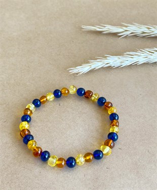 Dominik Mavisi Çok Renkli Anne Kehribar Bileklik