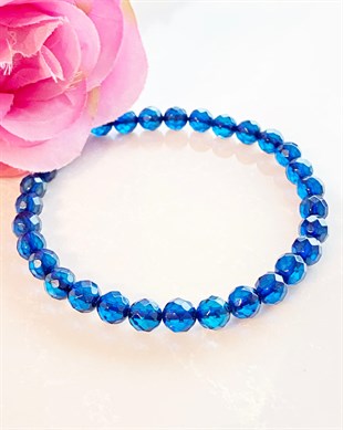 Fasetli Mavi Kehribar Bileklik