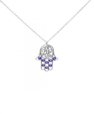 Fatmanın Eli Nazar Boncuklu Gümüş Kolye