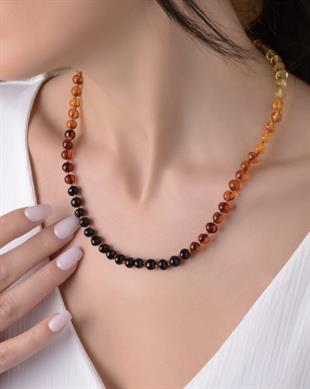 Anne Gökkuşağı Kehribar Kolye