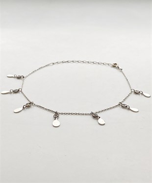 Gurmet Taşlı Oval Pul Gümüş Halhal