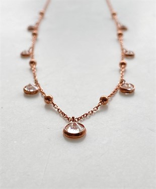 Gurmet Taşlı Top Detaylı Gümüş Kolye