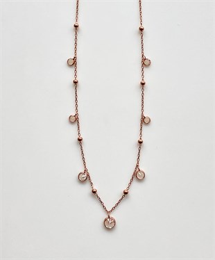 Gurmet Taşlı Top Detaylı Gümüş Kolye