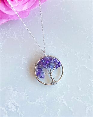 Hayat Ağacı Ametist Kolye