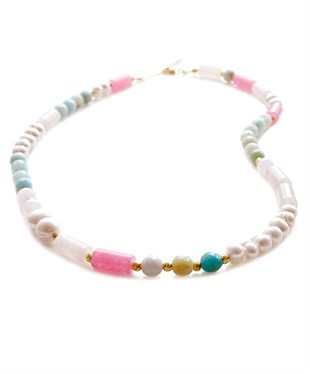 İnci Quartz Amazonit Taşlı Doğal Taş Kolye