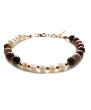 İnci Rodonit Taşlı Doğal Taş Bileklik