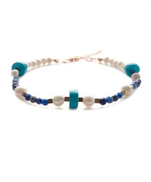 İnci Turkuaz Lapis Taşlı Doğal Taş Bileklik