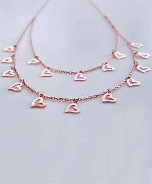 İkili Kalp Gümüş Kolye