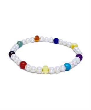 İnci Lapis Turkuaz Ametist Akik Amazonit Taşlı Çok Renkli Anne Kehribar Bileklik
