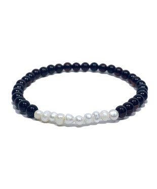 İnci Vişne Rengi Anne Kehribar Bileklik