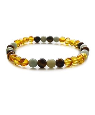 Kaplangözü Amazonit Taşlı Bal Rengi Kehribar Bileklik