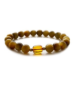 Kaplangözü Taşlı Karamel Rengi Kehribar Bileklik