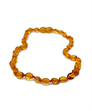 Karamel Rengi Yassı Kehribar Kolye