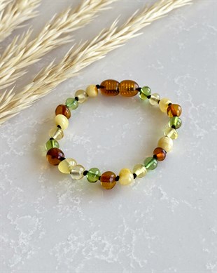 Karayip Yeşili Çok Renkli Kehribar Bileklik