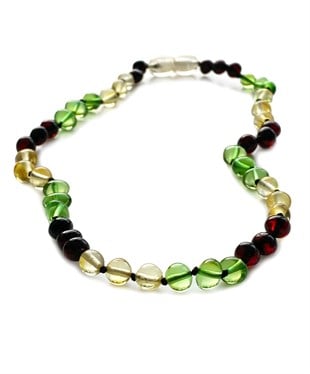 Karayip Yeşili Limon Vişne Kehribar Kolye