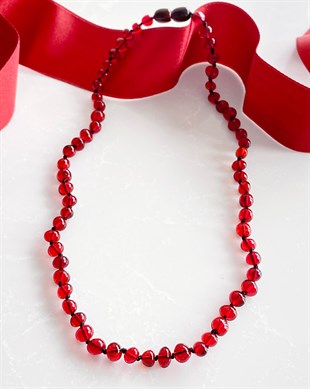 Kırmızı Kehribar Kolye