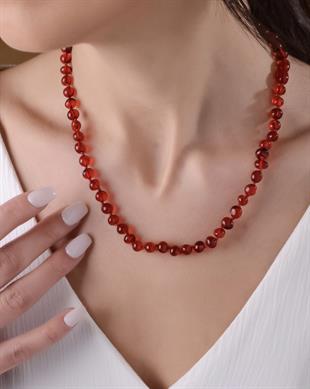 Kırmızı Kehribar Kolye