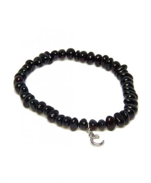 Kişiye Özel Harfli Vişne Rengi Anne Kehribar Bileklik