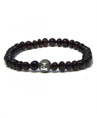 Kişiye Özel Harfli Vişne Rengi Baba Kehribar Bileklik