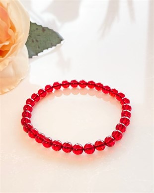 Küre Kesim Kırmızı Kehribar Bileklik