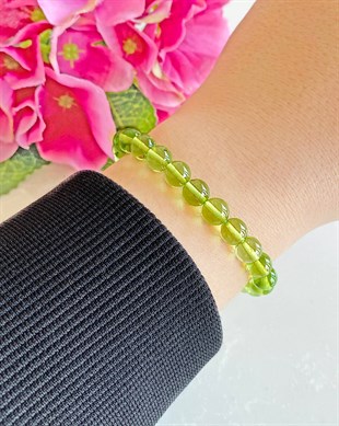 Küre Kesim Yeşil Kehribar Bileklik
