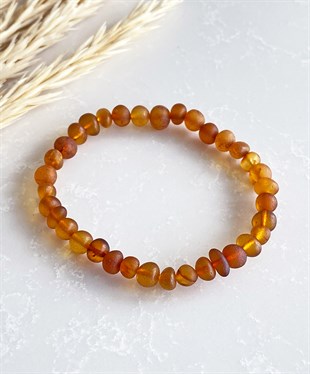 Mat Karamel Rengi Yetişkin Kehribar Bileklik