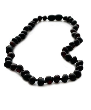 Mat Vişne Rengi Kehribar Kolye