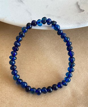 Erkek Mavi Kehribar Bileklik