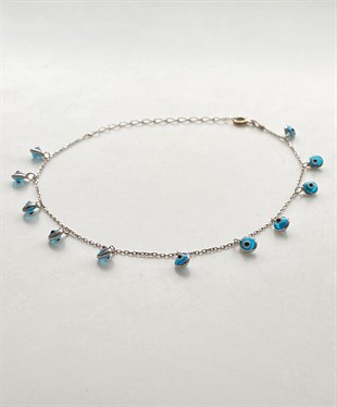 Nazar Boncuklu Gümüş Halhal