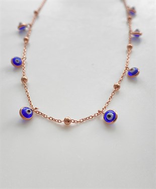 Nazar Boncuklu Top Detaylı Gümüş Kolye