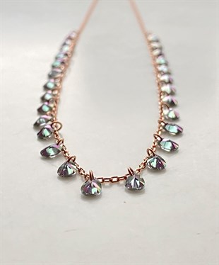 Oval Siyah Taşlı Gümüş Kolye