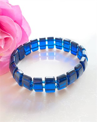 Özel Kesim Mavi Kehribar Bileklik