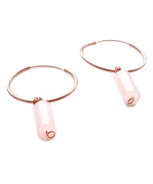 Quartz Taşlı Halka Gümüş Küpe