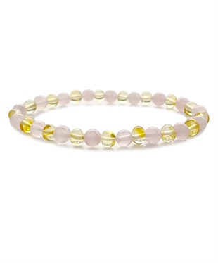 Quartz Taşlı Limon Rengi Anne Kehribar Bileklik