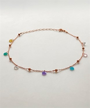 Renkli Taşlı Gümüş Halhal