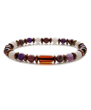 Rodonit Quartz Hematit Ametist Taşlı Vişne Rengi Kehribar Bileklik