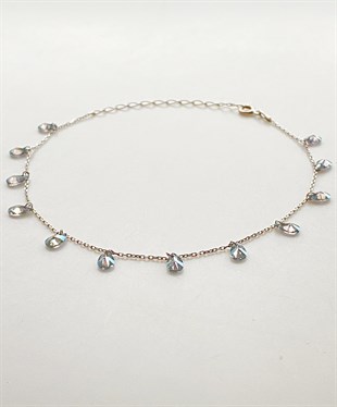 Saydam Siyah Taşlı Gümüş Halhal