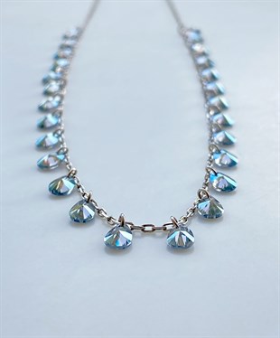 Saydam Siyah Taşlı Gümüş Kolye