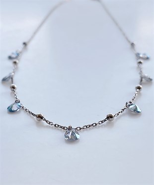 Saydam Siyah Taşlı Top Detaylı Gümüş Kolye