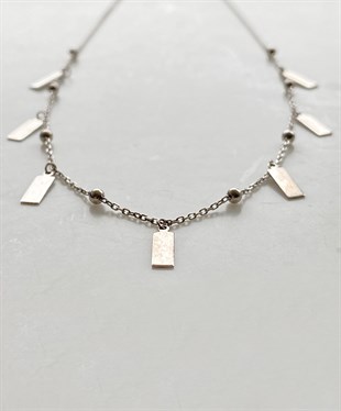 Top Detaylı Baget Gümüş Kolye