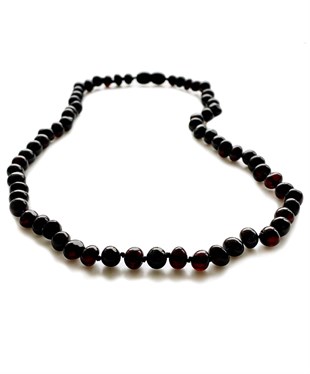 Baba Vişne Rengi Kehribar Kolye